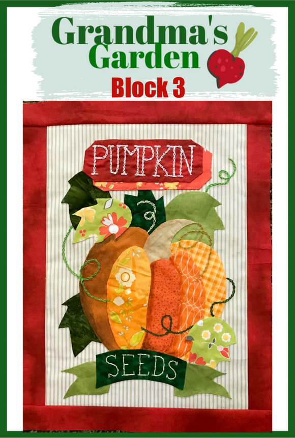 Grandmas Garden Block #3- Pumpkin